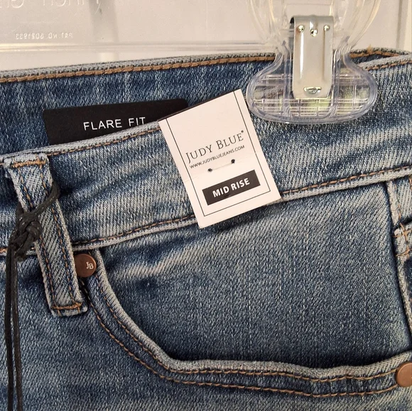 Judy Blue Flare Wide Leg Jeans Blue - Picture 3 of 4